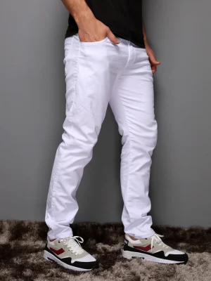 Calça sarja masculino Branca com Elastano casual TOP